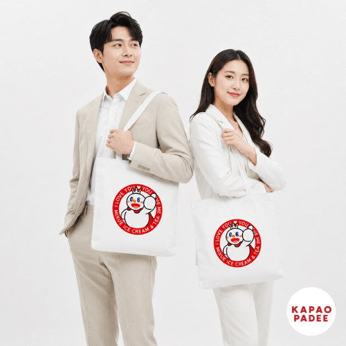 ถุงผ้าดิบสกรีนโลโก้ kapaopadee