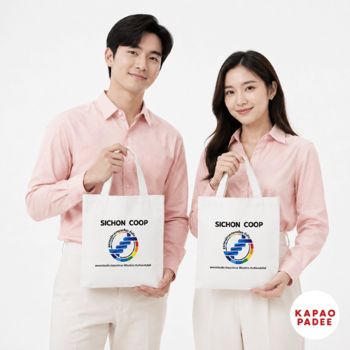 ถุงผ้าดิบสกรีนโลโก้ kapaopadee
